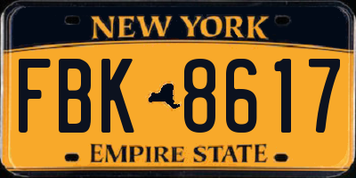 NY license plate FBK8617