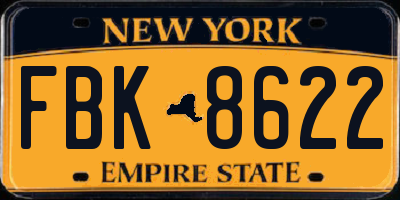 NY license plate FBK8622