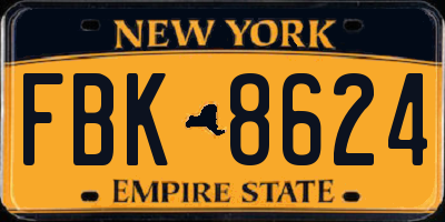 NY license plate FBK8624