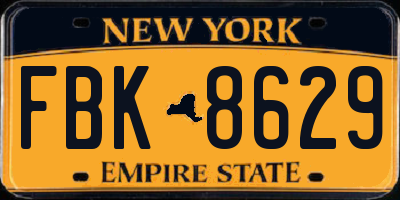 NY license plate FBK8629