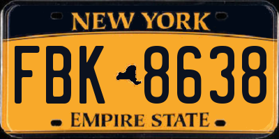 NY license plate FBK8638