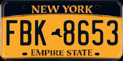 NY license plate FBK8653
