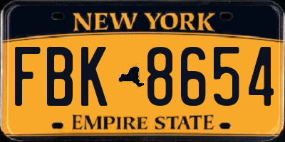 NY license plate FBK8654