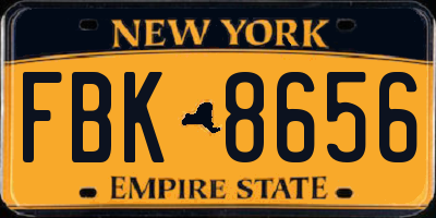 NY license plate FBK8656
