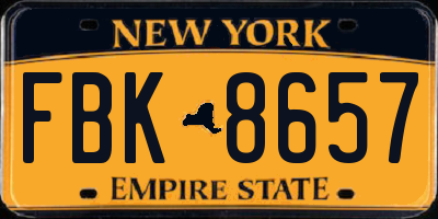 NY license plate FBK8657