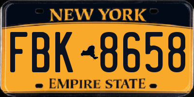 NY license plate FBK8658
