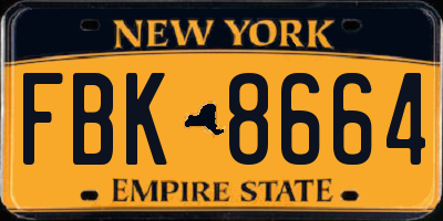 NY license plate FBK8664