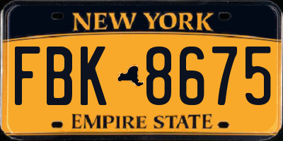NY license plate FBK8675