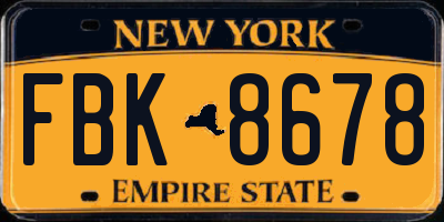 NY license plate FBK8678