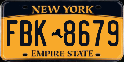 NY license plate FBK8679