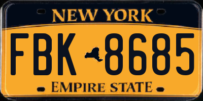 NY license plate FBK8685