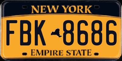 NY license plate FBK8686