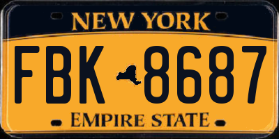 NY license plate FBK8687