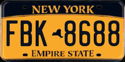 NY license plate FBK8688