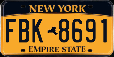 NY license plate FBK8691