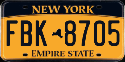 NY license plate FBK8705