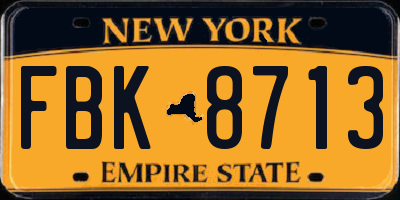 NY license plate FBK8713