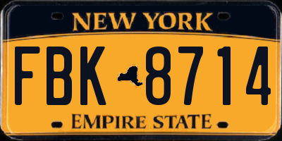 NY license plate FBK8714