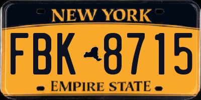 NY license plate FBK8715