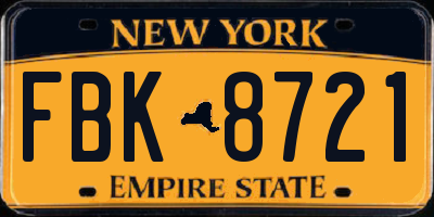 NY license plate FBK8721