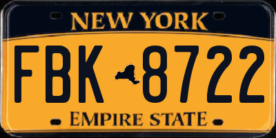 NY license plate FBK8722