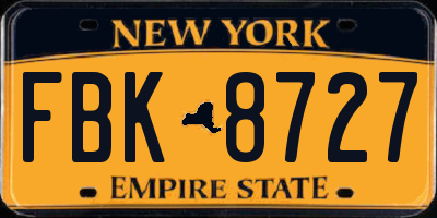 NY license plate FBK8727