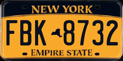 NY license plate FBK8732