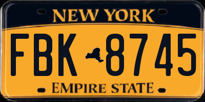 NY license plate FBK8745