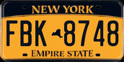 NY license plate FBK8748