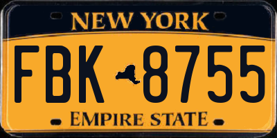 NY license plate FBK8755