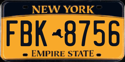 NY license plate FBK8756