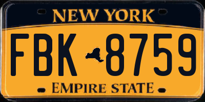 NY license plate FBK8759