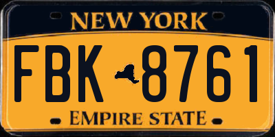NY license plate FBK8761