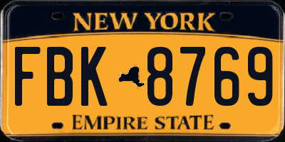 NY license plate FBK8769