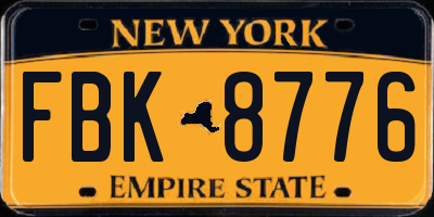 NY license plate FBK8776