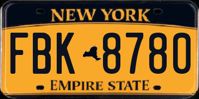 NY license plate FBK8780