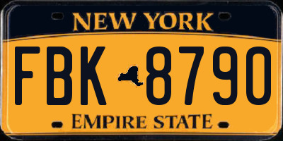 NY license plate FBK8790