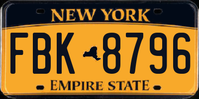 NY license plate FBK8796
