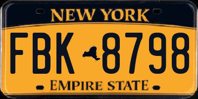 NY license plate FBK8798