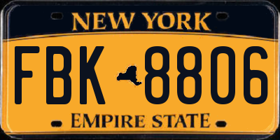 NY license plate FBK8806