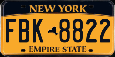 NY license plate FBK8822