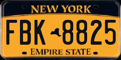 NY license plate FBK8825