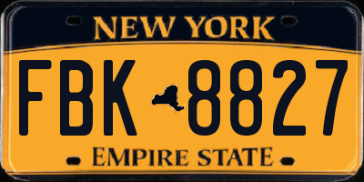 NY license plate FBK8827