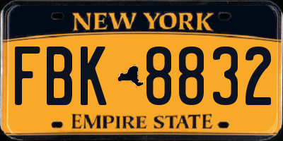 NY license plate FBK8832