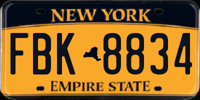NY license plate FBK8834