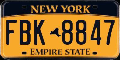 NY license plate FBK8847
