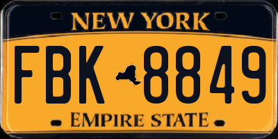 NY license plate FBK8849