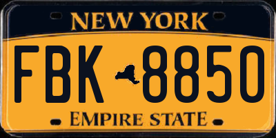 NY license plate FBK8850