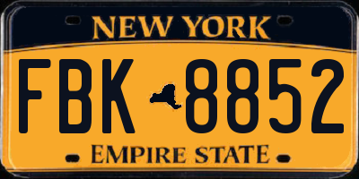 NY license plate FBK8852