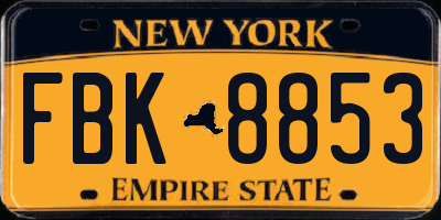 NY license plate FBK8853